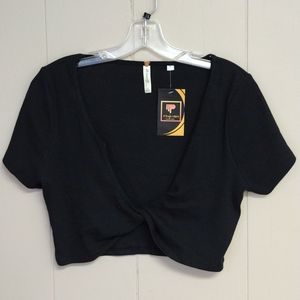 L.A. Hearts Scoop Neck Crop Top Women's L (Black)